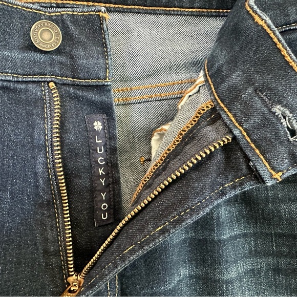 Lucky Brand 410 Athletic Slim Jeans Dark Wash Whiskering Size 32/32 - Picture 9 of 13